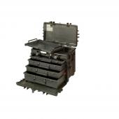 Hartschalenkoffer mit Schubladen, Teleskopgriff und Rädern