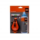 Bahco Set bestehend aus Massband, blauem Kreidepulver, kleine Wasserwaage