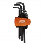 Winkelschraubendreher-Satz, lange Ausführung, brüniert, 9-teilig, metrisch