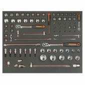 3/3 Einlage Steckschlüssel-Einsätze 1/4", 3/8", 1/2", 83-teilig