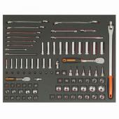 3/3 Einlage Steckschlüssel-Einsätze 3/8", 1/4", 91-teilig