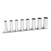 3/8" Steckschlüssel-Satz, 8-teilig, auf Klemmleiste